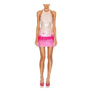 David Koma Gradient Pink Paillette Halter Mini Dress Size Uk 6 / US 2